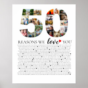 50 reasons why we love you 80th 70th birthday 60th poster