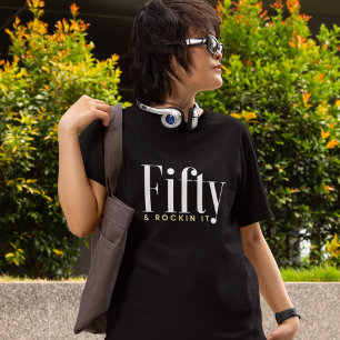 50 & ROCKIN IT Typography Simple,Modern Birthday Tri-Blend Shirt