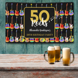 50 Rocks 50th Birthday Party Add Name Banner
