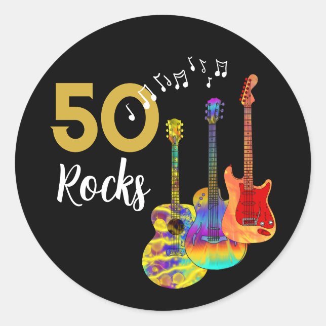 50 Rocks 50th birthday party Classic Round Sticker (Front)