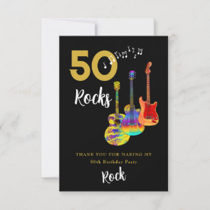 50 Rocks 50th Birthday Party Thank You Card