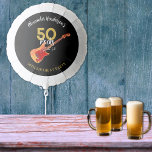 50 Rocks Cool Guitar 50th Birthday Party Balloon<br><div class="desc">Cool 50 Rocks personalised 50th birthday party balloon. Whether it’s your rockstar husband, boyfriend, dad or friend this cool flame electric guitar with red pick guard illustration, musical notes and gold modern typography script celebrate them in rock n roll style. Easy to use templates so you can add the birthday...</div>