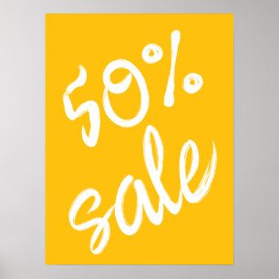 50% Sale Sign, 18x24 Yellow Sale Poster