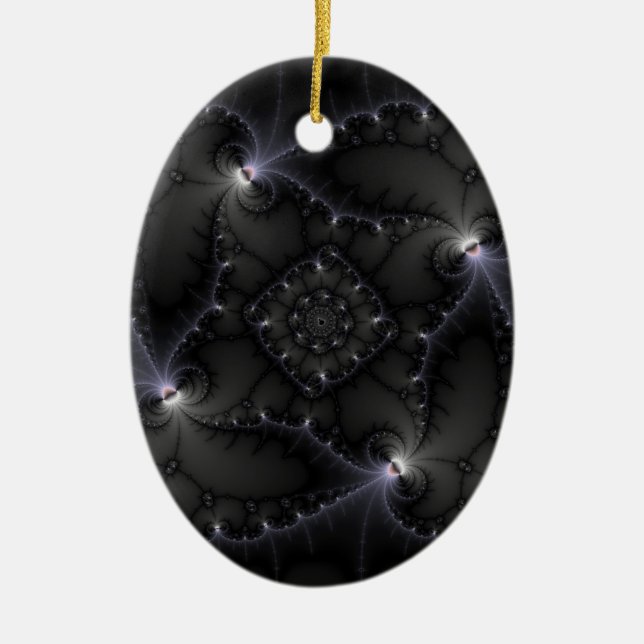 50 Shades Of Grey - Fractal Art Ceramic Tree Decoration (Front)