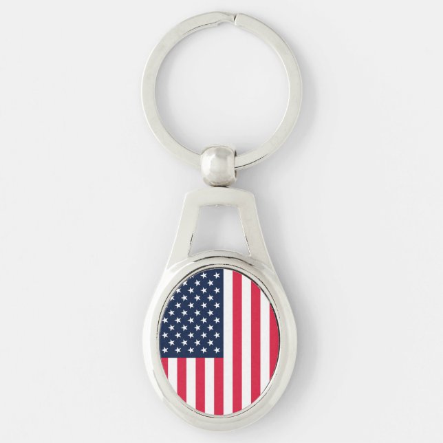 50-Star American Flag: Old Glory Stars and Stripes Key Ring (Front)