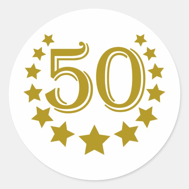 50-stars-Birthday.png Classic Round Sticker (Front)