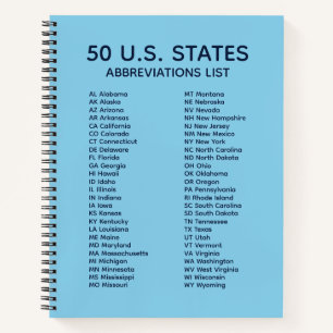 50 States Abbreviations List – Sky Blue Notebook