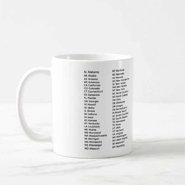 50 States List Mug (Left)