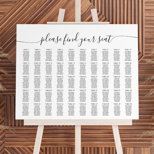 50 Tables Large Find Your Seat Seating Chart (Creator Uploaded)
