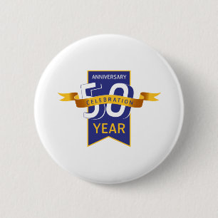 50 th anniversary 6 cm round badge