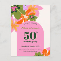 50 th birthday floral colourful elegant feminine