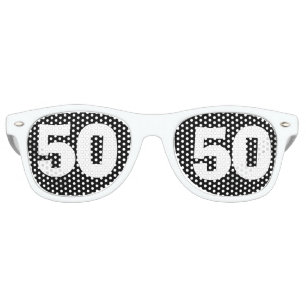50 th BIRTHDAY PARTY, FUN 50 BLACK WHITE Retro Sunglasses