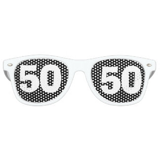 50 th BIRTHDAY PARTY, FUN 50 BLACK WHITE Retro Sunglasses