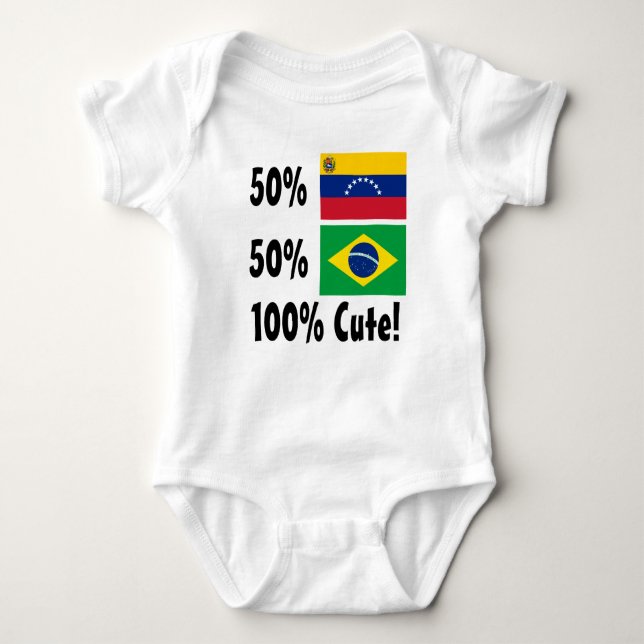 50% Venezuelan 50% Brazilian 100% Cute Baby Bodysuit (Front)