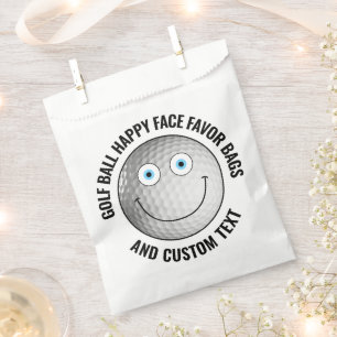 50 x Custom Golf Ball Party BLUE EYES Happy Face Favour Bags