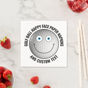 50 x Custom Golf Ball Party BLUE EYES Happy Face Napkin