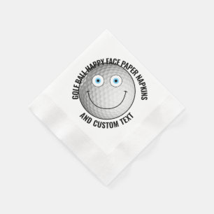 50 x Custom Golf Theme Party BLUE EYES Happy Face Napkin