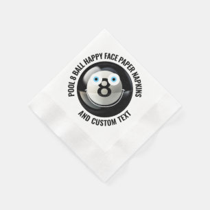 50 x Custom Pool 8 Ball Party BLUE EYES Happy Face Napkin