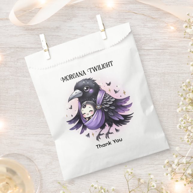 50 x Goth Baby on Way Crow Black Purple Goody Bag (Clipped)