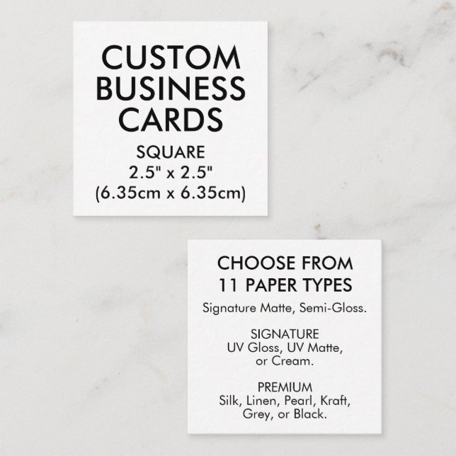 50 x SQUARE 2.5" (6.35 cm) Business Card (Front/Back)
