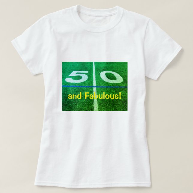 50 yard line football sports field, fabulous T-Shirt (Design Front)