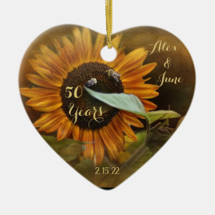 50 Year Anniversary Sunflower Ceramic Tree Decoration