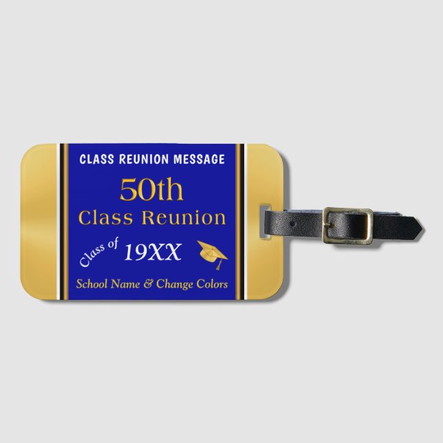 50 Year Class Reunion Souvenirs Personalized Luggage Tag (Front Horizontal)