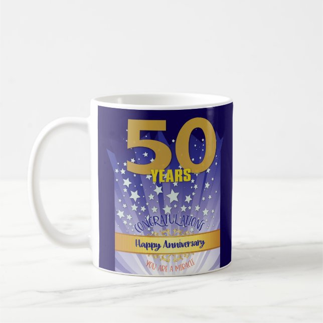 50 Year CUSTOM Recovery Anniversary Bold Numeral Coffee Mug (Left)