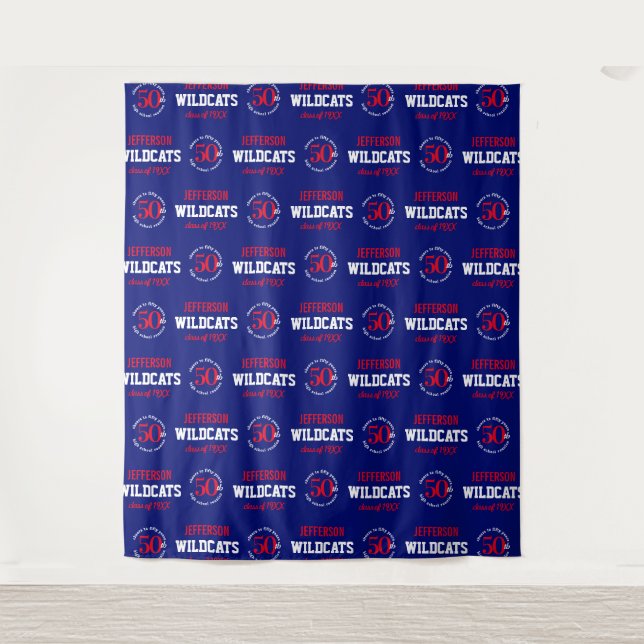 50 Year High School Reunion Step Repeat Backdrop Tapestry (Front)