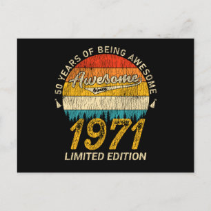 50 Year Old Bday 1971 Awesome Since 50th Birthday Postcard