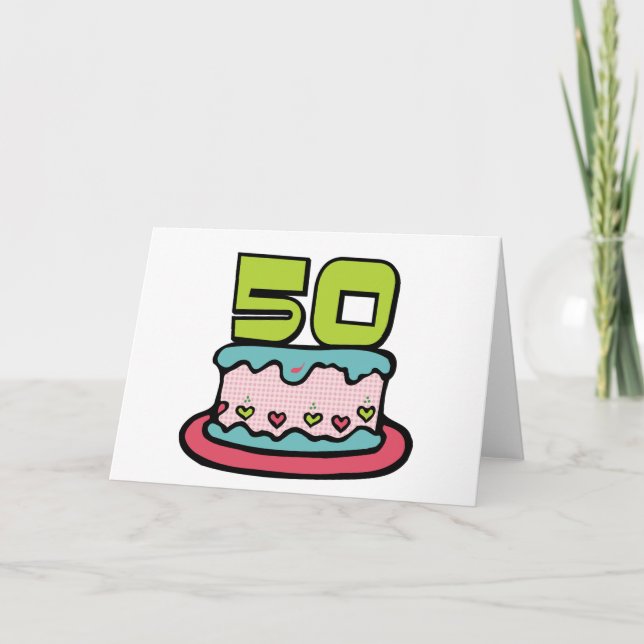 50 Year Old Birthday Cake Card (Front)