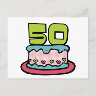 50 Year Old Birthday Cake Postcard