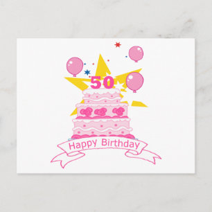 50 Year Old Birthday Cake Postcard