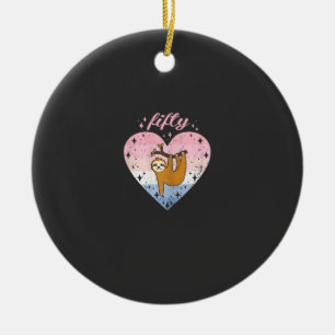 50 Year Old Cute Sloth Birthday Girl 50th B-day T- Ceramic Tree Decoration