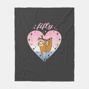 50 Year Old Cute Sloth Birthday Girl 50th B-day T- Fleece Blanket