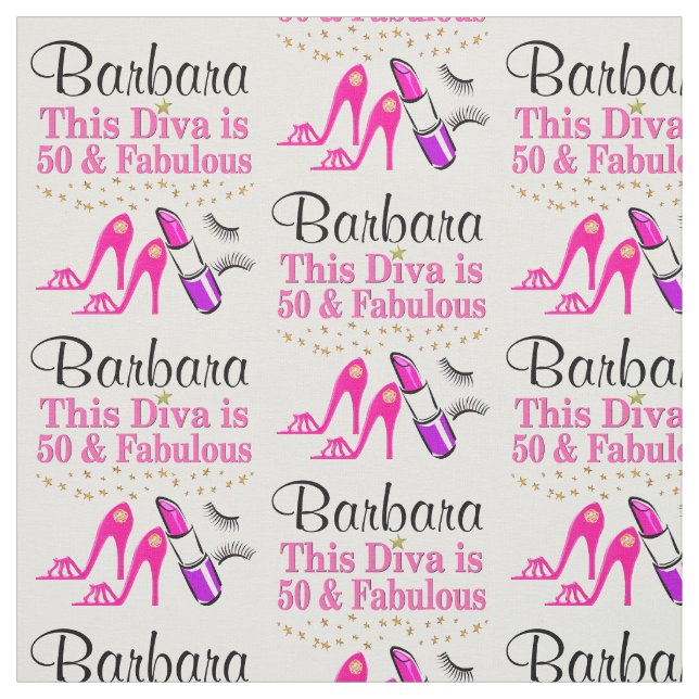 50 YEAR OLD DIVA PERSONALIZED FABRIC (Swatch)