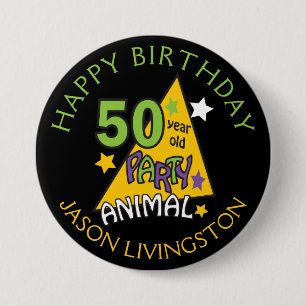 50 Year Old Party Animal 50th Birthday 7.5 Cm Round Badge