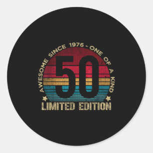 50 Year Old Vintage 1976 Limited Edition 50th Birt Classic Round Sticker