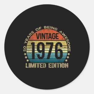 50 Year Old Vintage 1976 Limited Edition 50th Birt Classic Round Sticker