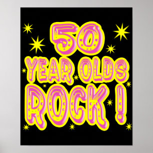 50 Year Olds Rock! (Pink) Poster Print