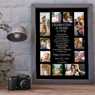 50 year wedding anniversary photo collage editable poster