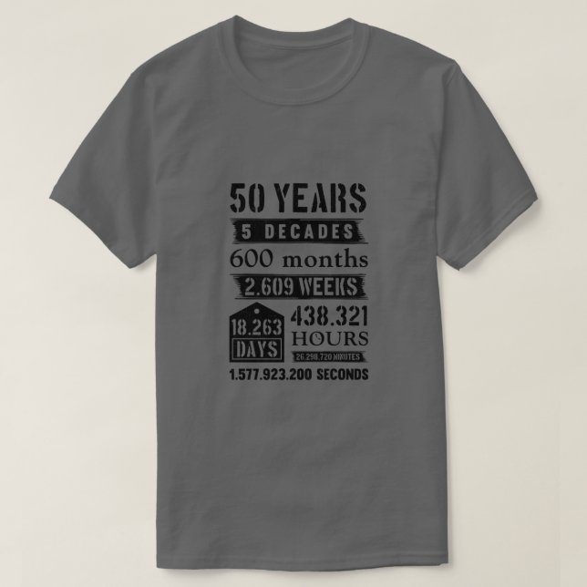 50 Years 5 Decades 600 Months Birthday Party Birth T-Shirt (Design Front)