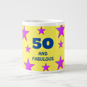 50 years and fabulous Yellow Stars Birthday  Large Coffee Mug