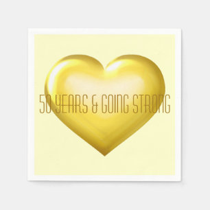50 Years and Going Strong Gold Heart Anniversary Napkin