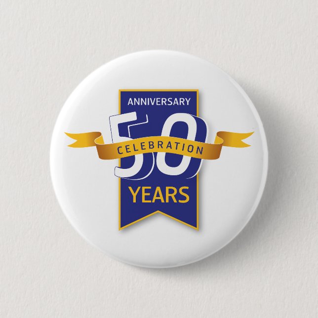 50 Years Anniversary Design 6 Cm Round Badge (Front)