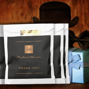 50 years birthday gold black elegant thank you favour bags