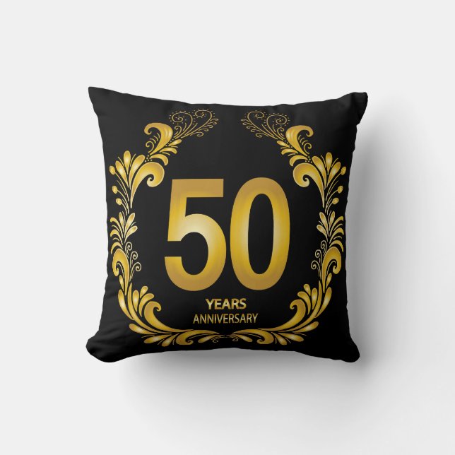 50 Years Gold Glitter Anniversary Cushion (Front)