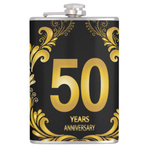50 Years Gold Glitter Anniversary Hip Flask
