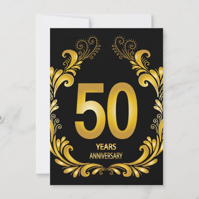 50 Years Gold Glitter Anniversary Invitation (Front)