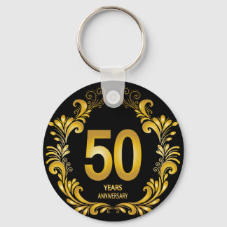 50 Years Gold Glitter Anniversary Key Ring